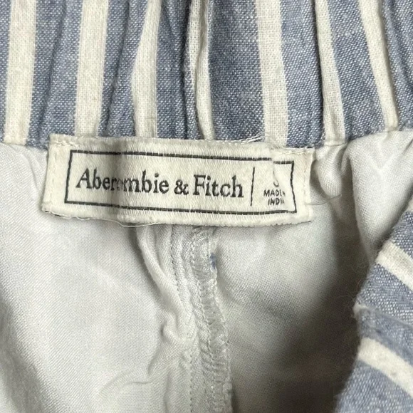 Abercrombie & Fitch Stripe Paper Bag Tie Waist Shorts Blue White Size Small - Picture 4 of 5